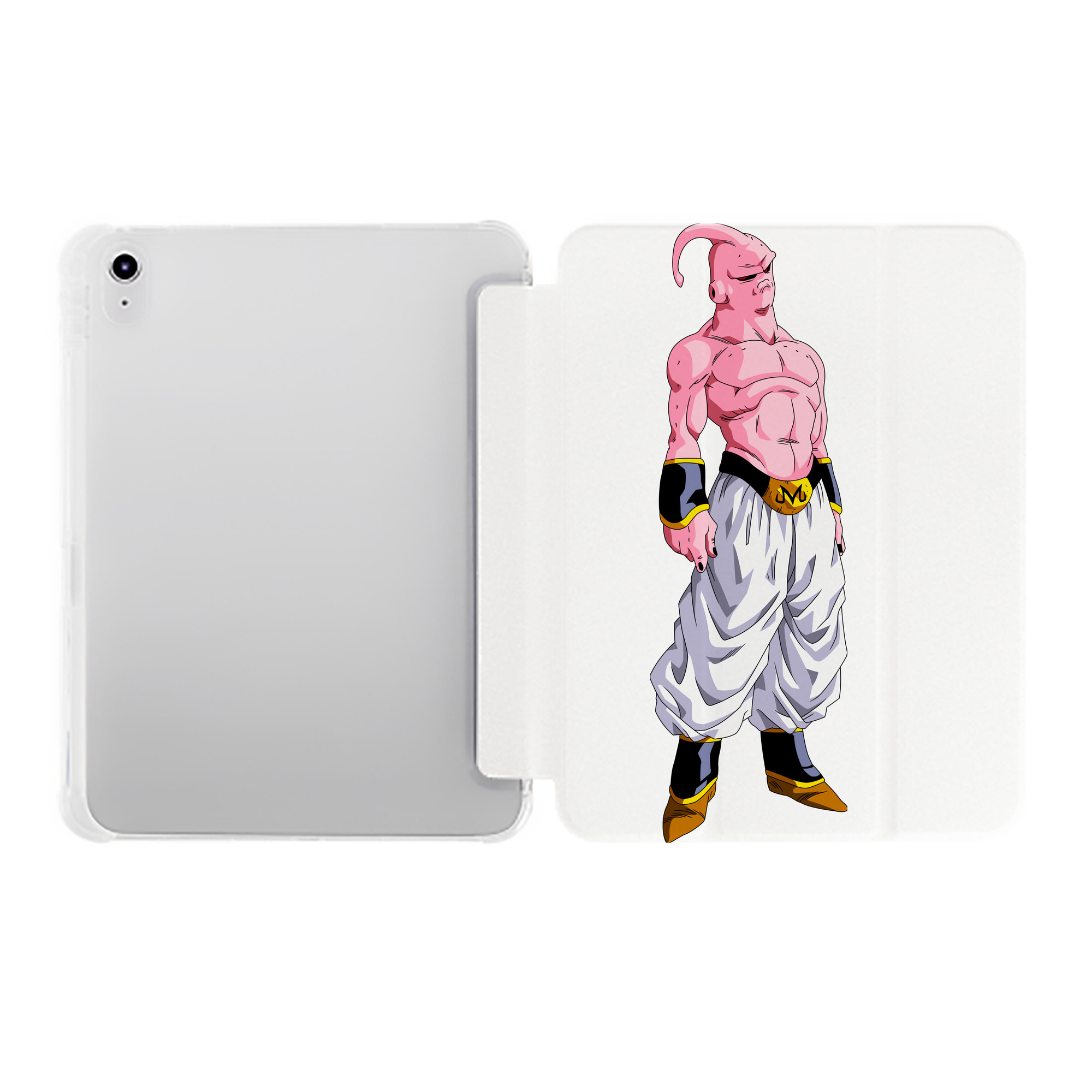 （画像用） ドラゴンボール 魔人ブウ DRAGON BALL Majin Buu IPad ケース ペン収納付き 三つ折りスタンド PUレザー×シリコン 対応機種9.5/10.5/10.9インチ